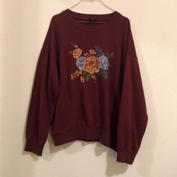 Blu Pepper Sweaters - PERCH FLORAL EMBORIDERED CREW NECK